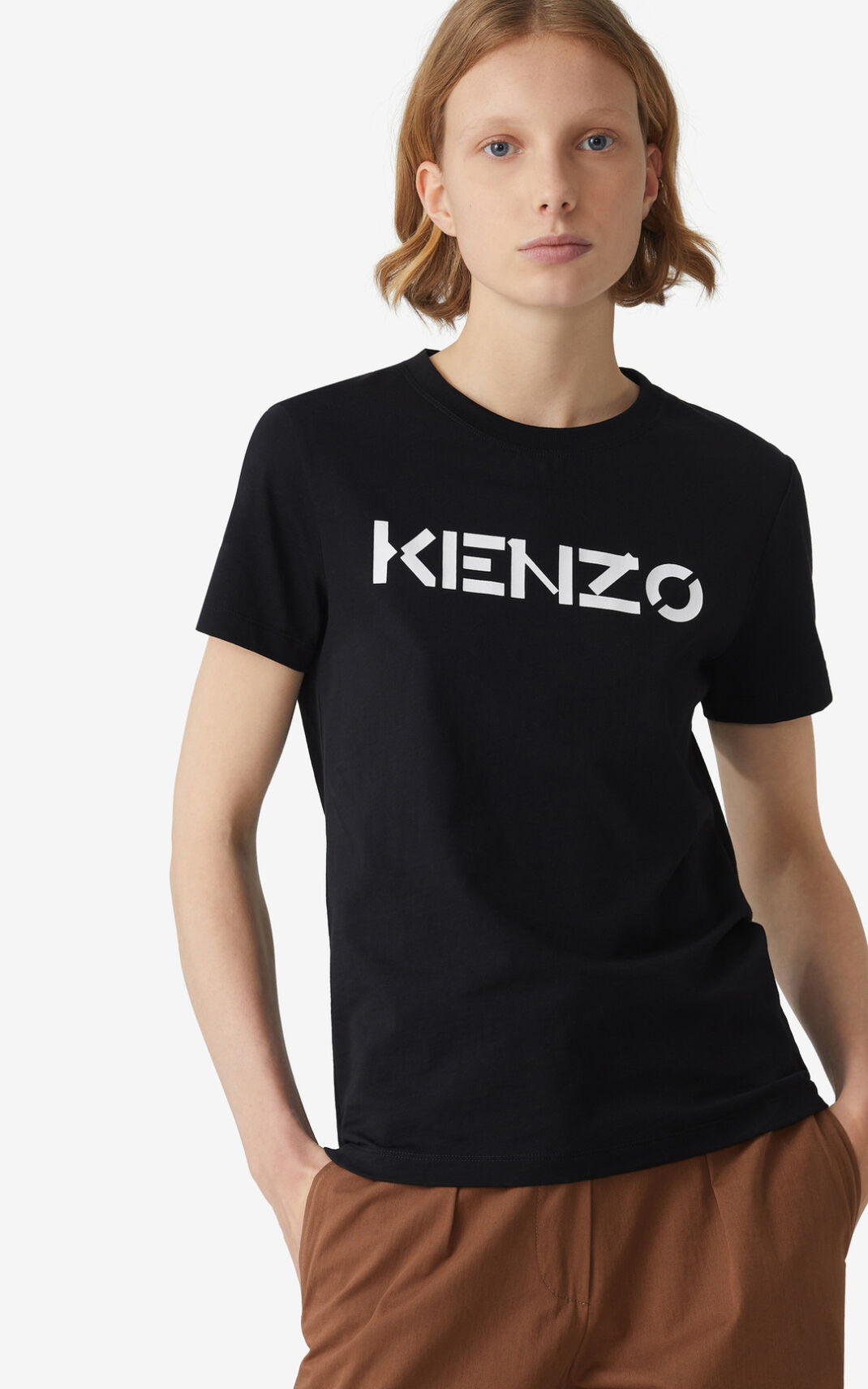 T Shirt Kenzo Logo Femme Noir | FAIU-20398